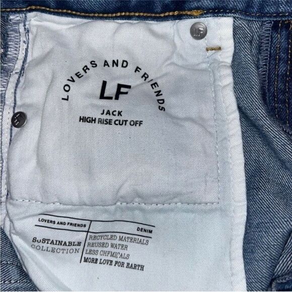 Lovers + Friends NWT Jack High Rise Distressed Denim Shorts Fairfax Blue Size 29 - Picture 7 of 8